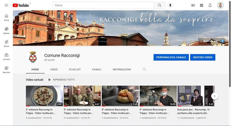 canale youtube del comune di Racconigi